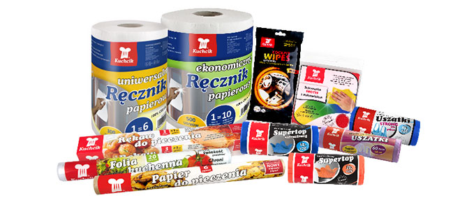 feuille d'aluminium film alimentaire serviettes en papier éponges sacs poubelles
